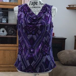 Meredith Matthews cowl neckline, sequined top, M